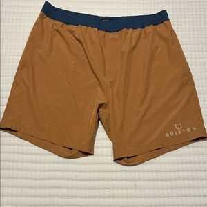 Brixton Men's Tan Active Shorts with Blue Waistband size large